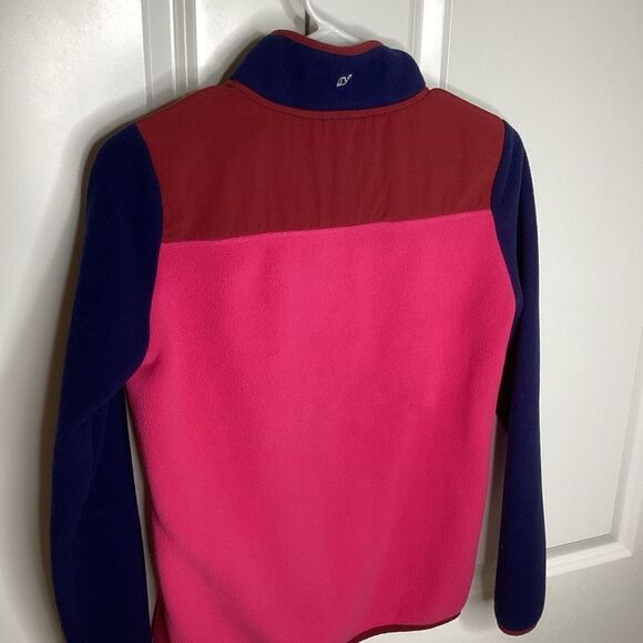 Ladies Vineyard Vines 1/4 Snap Fleece‎ Shep XXS Pink Maroon Navy - Picture 7 of 9